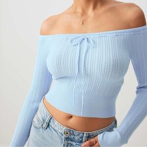 Hollister Cottagecore Off The Shoulder Cable Knit Sweater
